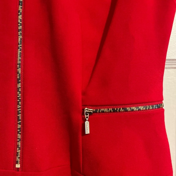 NWOT Calvin Klein Red Sheath Dress with Gold Zippers - Picture 3 of 5